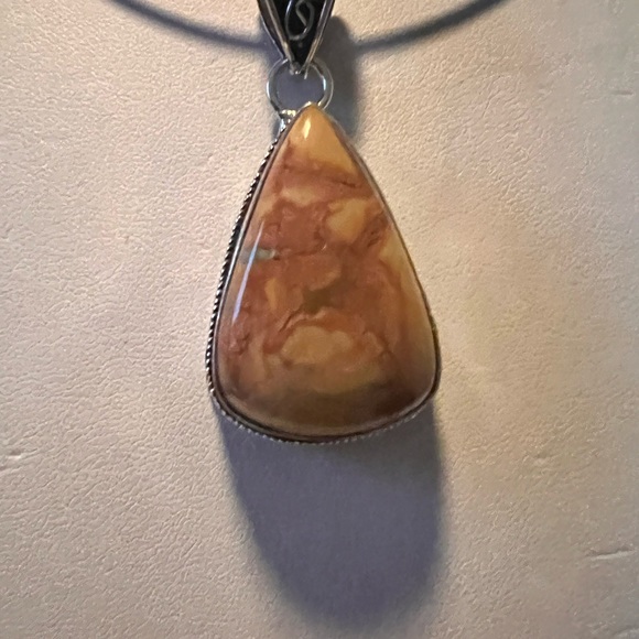 Picture Jasper .925 Sterling Omega Chain Choker Necklace - Picture 3 of 12